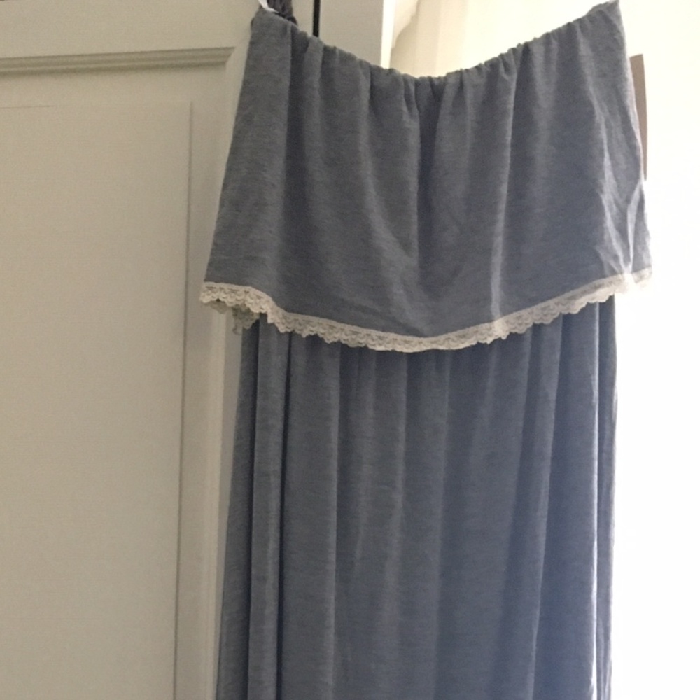 STRAPLESS MAXI long summer DRESS RUFFLE FLOUNCE - Picture 2 of 8